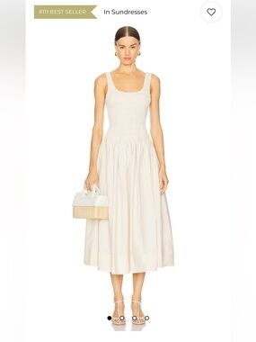 Pistola Alessia XS Sundresses Cream Smocked Midi Maxi Dress